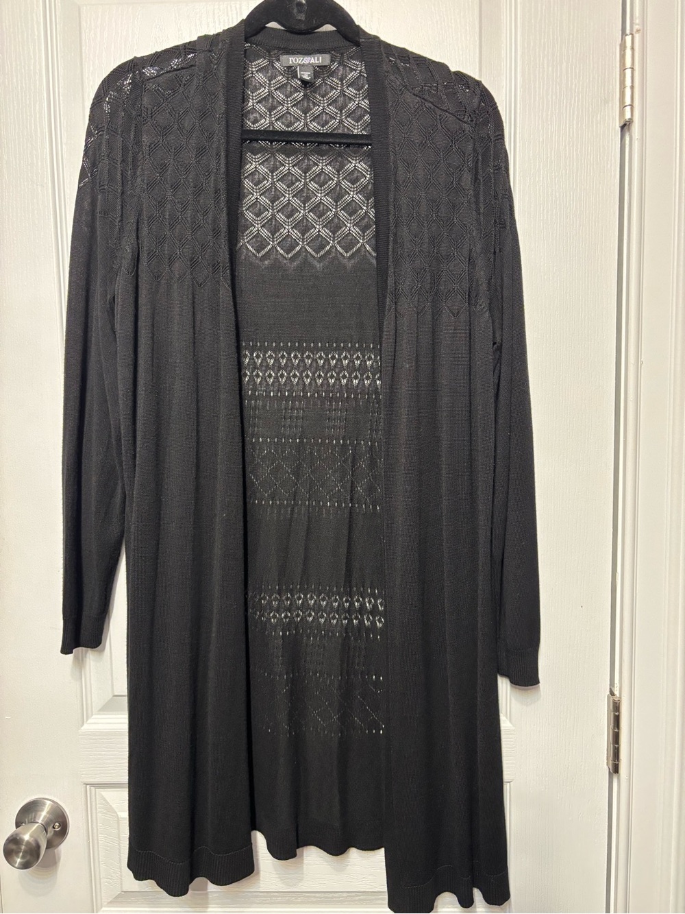 Roz & Ali Black Lace Open Front Cardigan